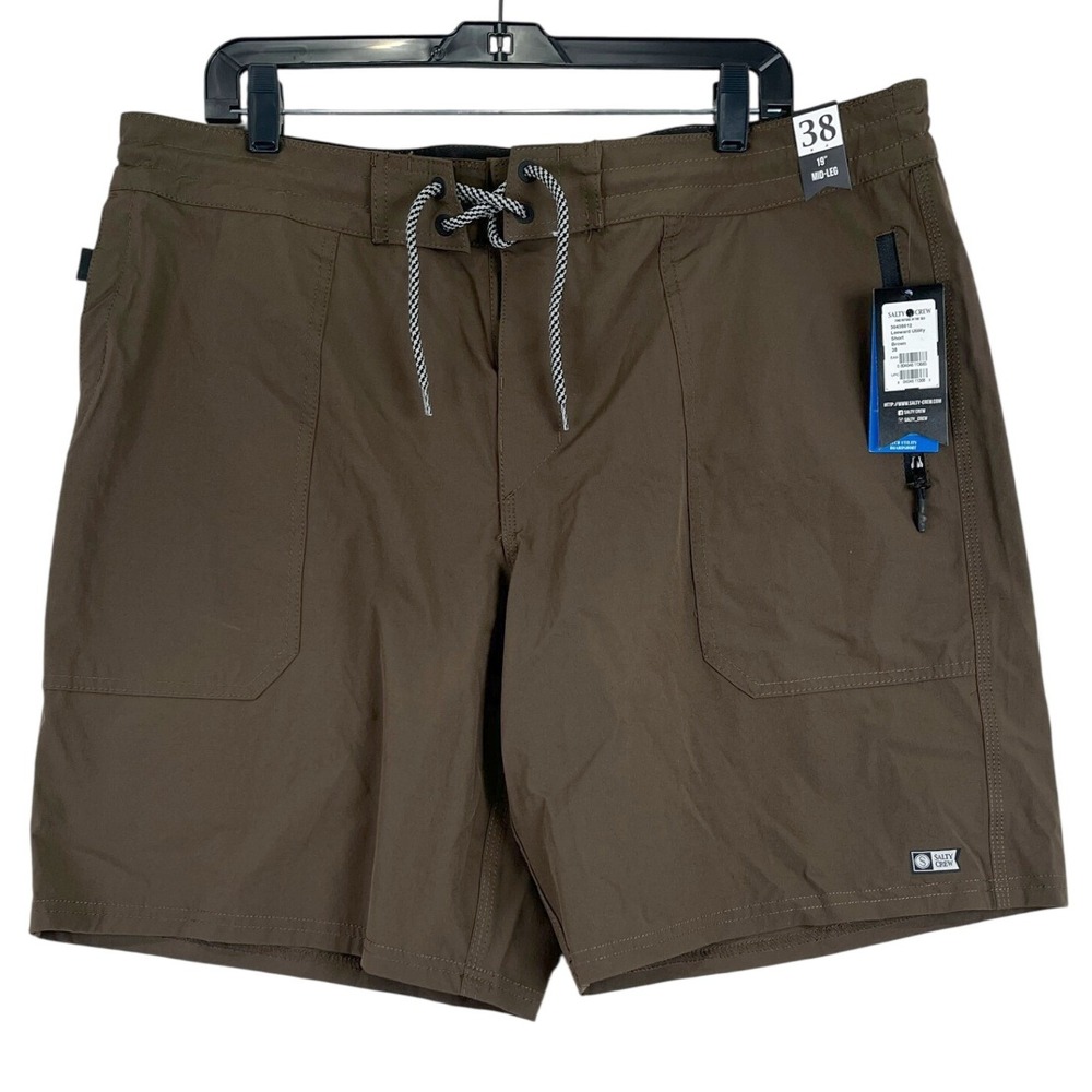 Salty Crew Leeward Utility Shorts Boardshort Mens 38 Brown Tech Hybrid Surf